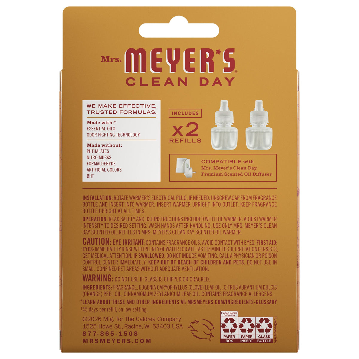 Apple Cider Plug In Scented Oil Refill, 2-Pack