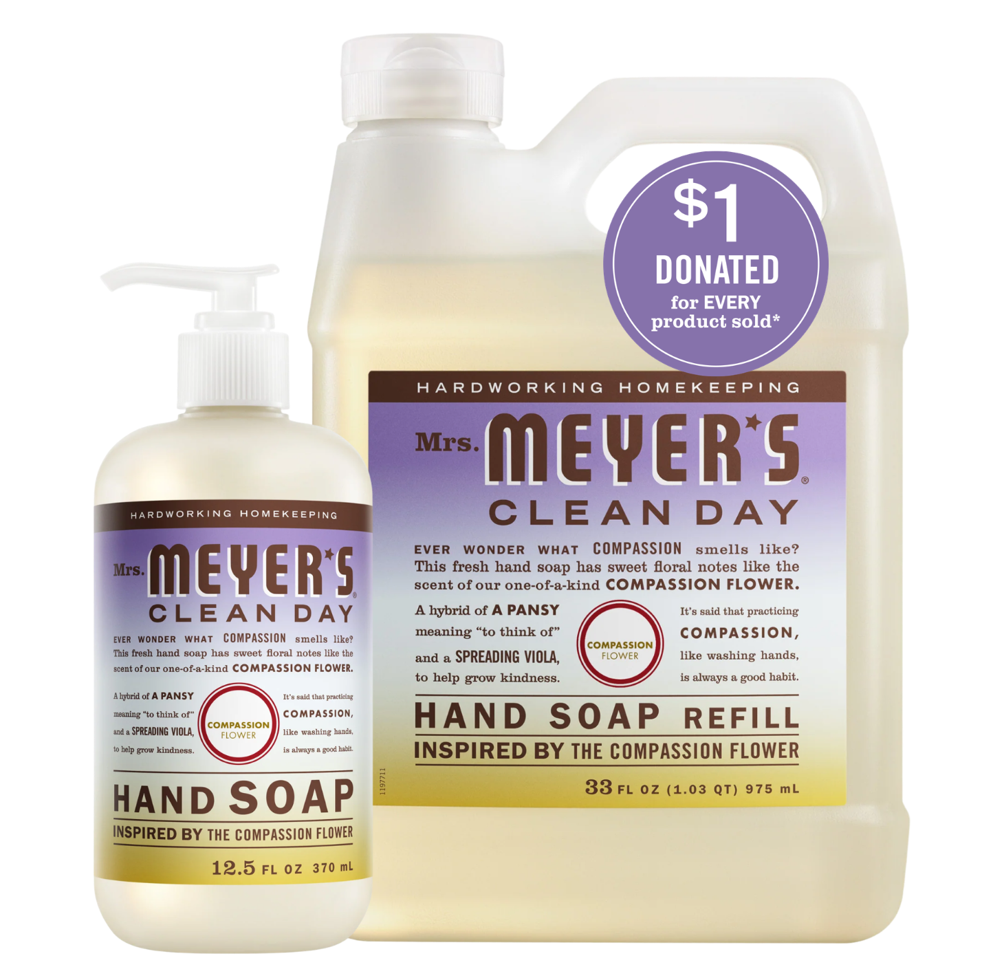 Compassion Flower Liquid Hand Soap & Refill Set - Gentle Clean